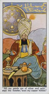"All my goods are of silver and gold," says the boaster, "even my copper kettles" by René Bull
